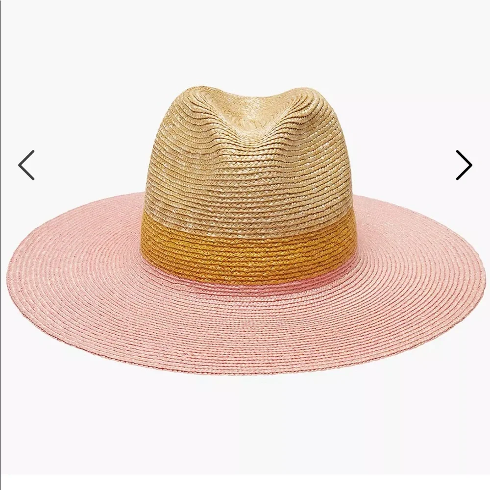 Anthropologie Wyeth Bondi Colorblock Straw Hat Yellow Pink Neutral NWT $78